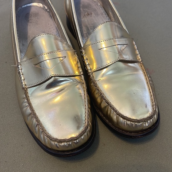 Cole Haan Metallic Gold Penny Loafers - Picture 2 of 15